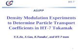 Density Modulation Experiments to Determine Particle Transport Coefficients in HT-7 Tokamak