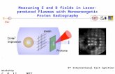 Measuring E and B fields in Laser-produced Plasmas with Monoenergetic Proton Radiography