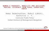 WOMEN’s PROPERTY, Mobility and DECISION-MAKING: EVIDENCE FROM rural Karnataka, India