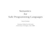 Semantics  for Safe Programming Languages