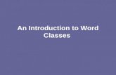 An Introduction to Word Classes