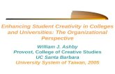 Enhancing Student Creativity in Colleges and Universities: The Organizational Perspective