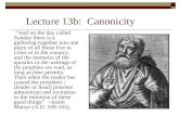 Lecture 13b:  Canonicity