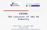 CHINA The concerns of the EU Industry Press Club – 26 April 2013     Inès Van Lierde