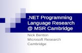 .NET Programming Language Research @ MSR Cambridge