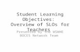 Student Learning Objectives:  Overview of SLOs for Teachers