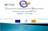 G overnance  f rameworks for  R e sponsible  research and innov AT ion GREAT - 321480