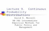 Lecture 9.  Continuous Probability Distributions