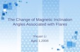 The Change of Magnetic Inclination Angles Associated with Flares