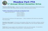 Meadow Park PTA 1 st  Annual Direct Donation Drive