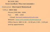 ECON 303 Intermediate  Macroeconomics Instructor :  Bernard Malamud Office:  BEH 502