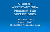 STUDENT ASSISTANT/NRA PROGRAM FOR SUPERVISORS