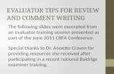 EVALUATOR TIPS FOR REVIEW AND COMMENT WRITING