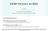 STAR Physics at RNC Nu Xu Nuclear Science Division Lawrence Berkeley National Laboratory
