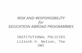 RISK AND RESPONSIBILITY for EDUCATION ABROAD PROGRAMMES