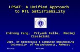 LPSAT: A Unified Approach  to RTL Satisfiability