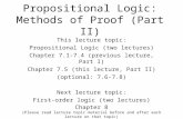 Propositional Logic: Methods of Proof (Part II)