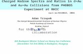 Charged Hadron Spectra and Ratios in d+Au and Au+Au Collisions from PHOBOS Experiment at RHIC