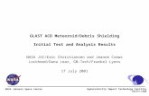 GLAST ACD Meteoroid/Debris Shielding Initial Test and Analysis Results