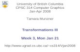 Transformations III Week 3, Mon Jan 21
