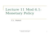Lecture 11 Mod 6.1: Monetary Policy