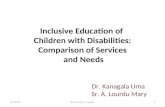 Inclusive Education of  Children with Disabilities: Comparison of Services  and Needs
