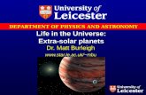 Life in the Universe: Extra-solar planets