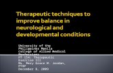 Therapeutic techniques to improve balance in neurological and developmental conditions