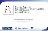 Status Report: Experimental investigation of beryllium.  October  2014