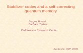 Stabilizer codes and a self-correcting quantum memory