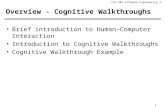 Overview - Cognitive Walkthroughs