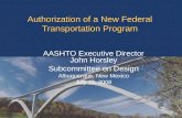 Authorization of a New Federal Transportation Program