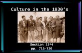 Culture in the 1930’s