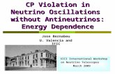 CP Violation in Neutrino Oscillations  without Antineutrinos: Energy Dependence