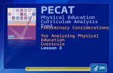 Preliminary Considerations  for Analyzing Physical Education  Curricula Lesson 3