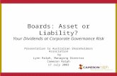Boards: Asset or Liability? Your Dividends at Corporate Governance Risk