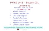 PHYS  1441  – Section 001 Lecture  #8