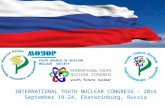 INTERNATIONAL YOUTH NUCLEAR CONGRESS – 2016 September 19-24, Ekaterinburg, Russia