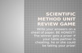 Scientific Method Unit Review  Game