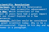 Scientific Revolution Aim/Goal: Why did the Renaissance  society fear scientific advancement?