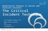 Qualitative Inquiry in Social and Cultural Contexts The Critical Incident Technique