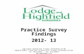 Practice Survey Findings 2012- 13 Lodge Surgery, Normandy Road, St Albans, Hertfordshire AL3 5NP