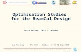 Optimisation  Studies  for the  BeamCal  Design Lucia  Bortko , DESY –  Zeuthen