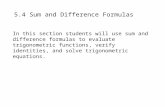 5.4 Sum and Difference Formulas