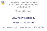 Viewing/Projection IV Week 4, Fri Jan 29