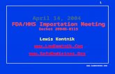 April 14, 2004 FDA/HHS Importation Meeting Docket 2004N-0115
