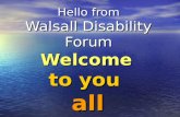 Hello from Walsall Disability Forum