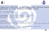 Dispersion relation of the linearised shallow water  equations on flat triangle/hexagon grids