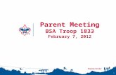 Parent Meeting BSA Troop 1833 February 7, 2012
