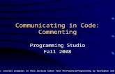 Communicating in Code: Commenting